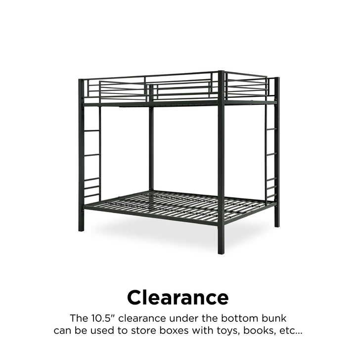 Full over Full Bunk Bed with Sturdy Metal Frame and Simple Design - Black - Full-Over-Full