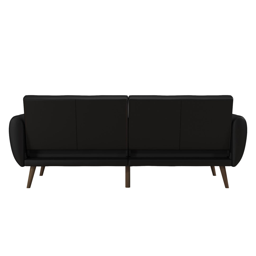 Brittany Futon with Vertical Channel Tufting and Curved Armrests - Black