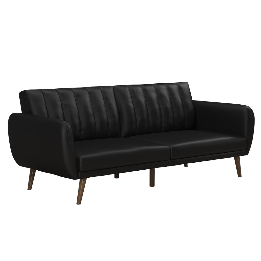Brittany Futon with Vertical Channel Tufting and Curved Armrests - Black