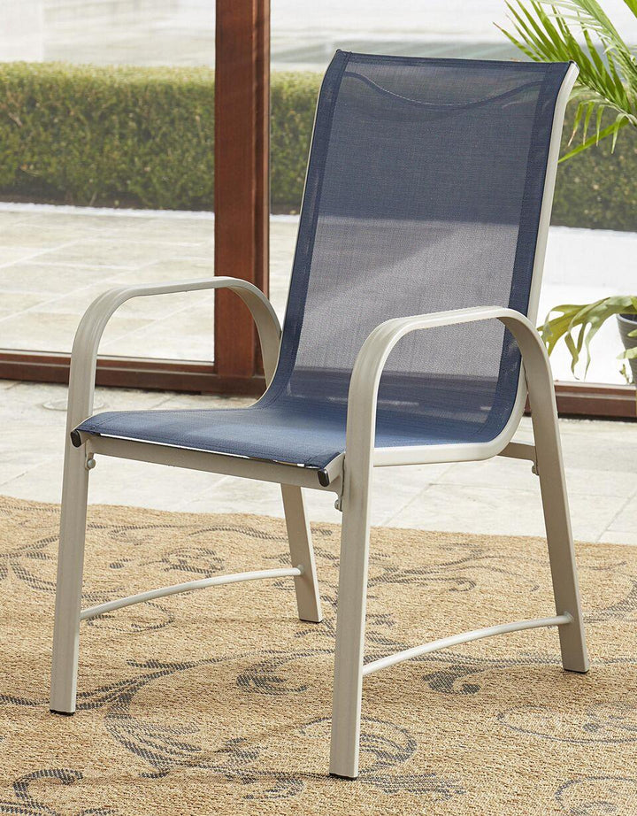 Paloma Outdoor Patio Dining Chairs with Weather Resistant Steel Frame, Set of 6 - Navy