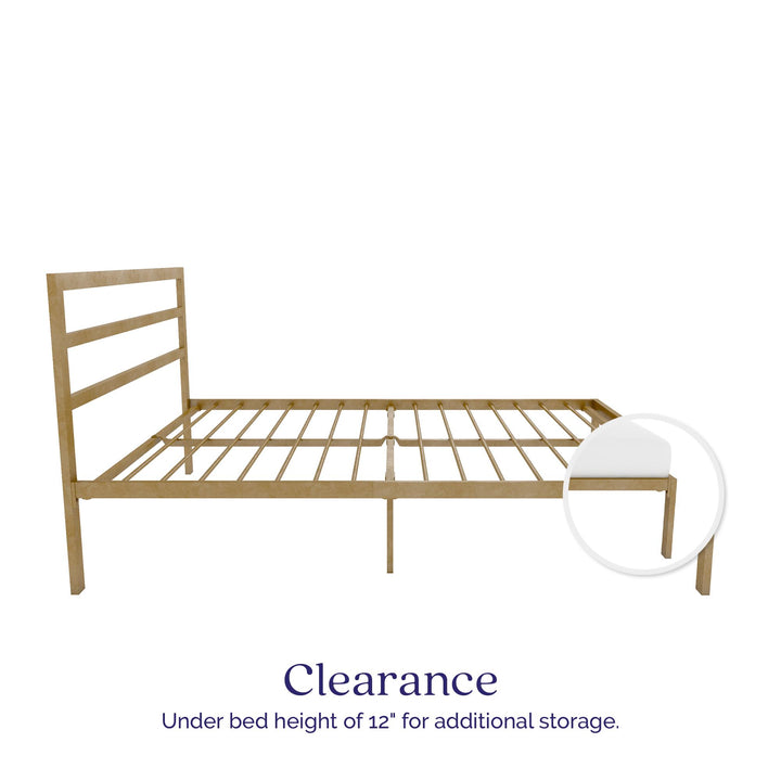 Premium Modern Platform Bed with Headboard - Gold - Full