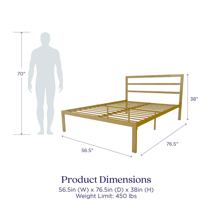 Premium Modern Platform Bed with Headboard - Gold - Full