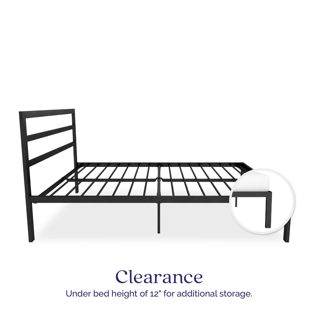 Premium Modern Platform Bed with Headboard - Black - Full