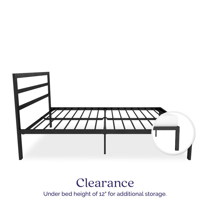 Premium Modern Platform Bed with Headboard - Black - Full