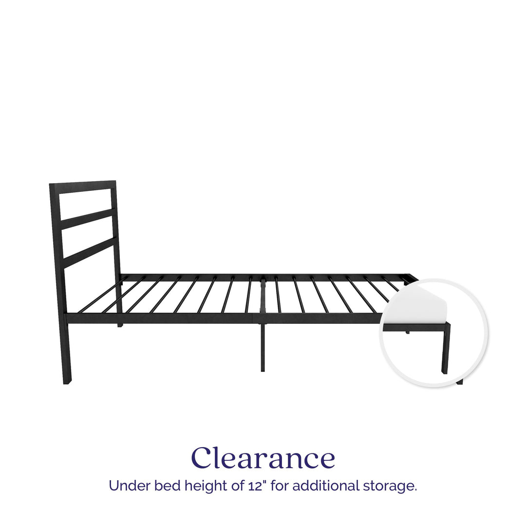 Premium Modern Platform Bed with Headboard - Black - Twin