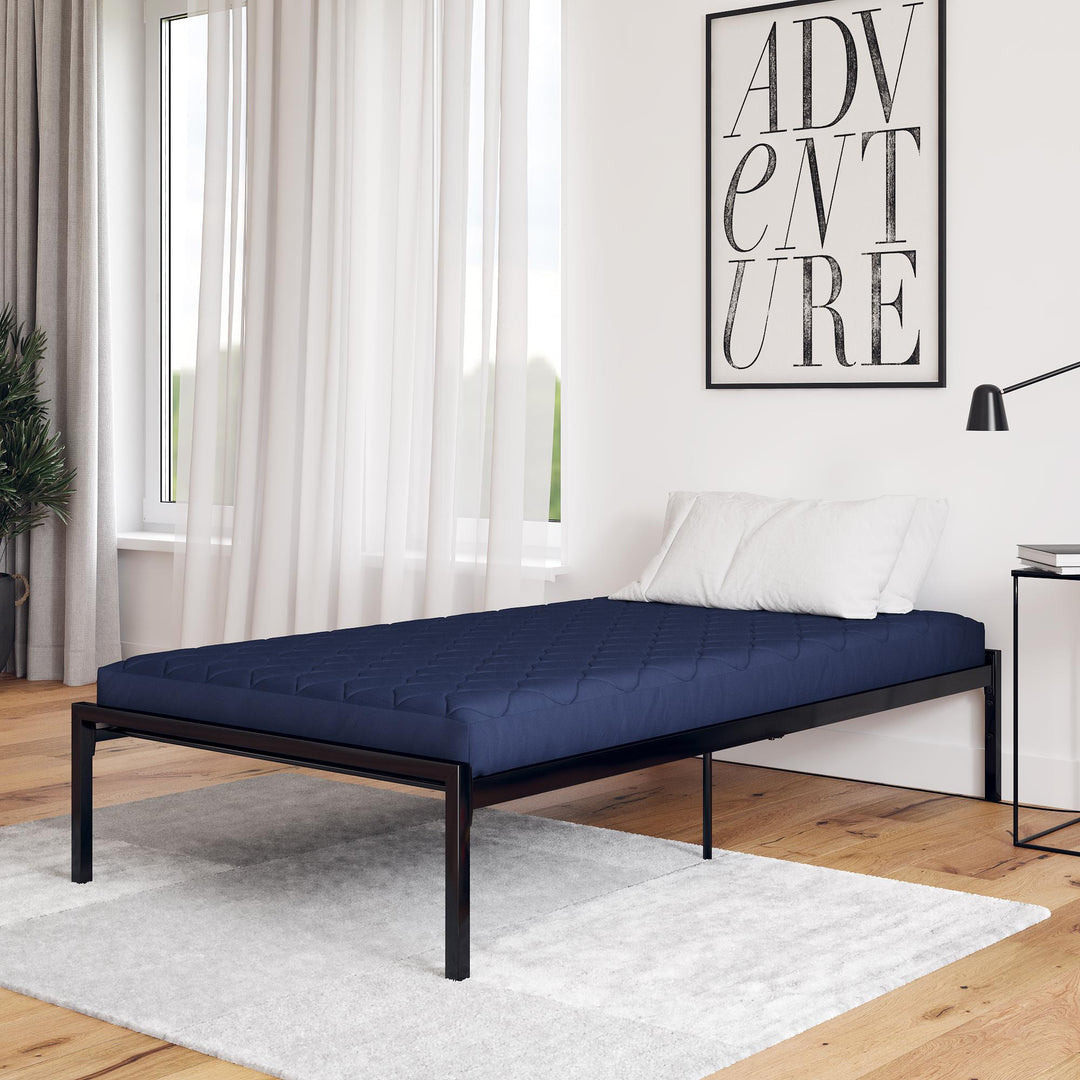 6 Inch Quilted Mattress with Machine Washable Cover - Navy - Twin