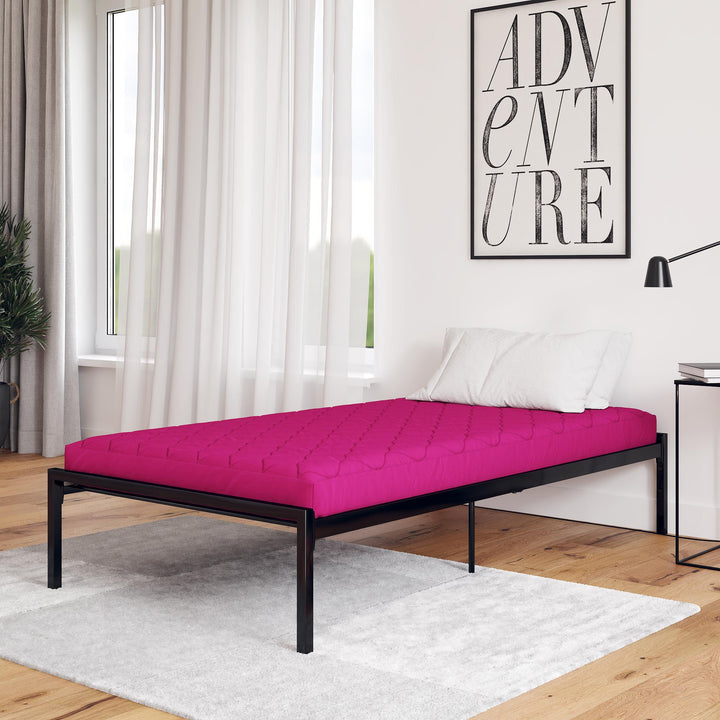 6 Inch Quilted Mattress with Machine Washable Cover - Hot Pink - Twin