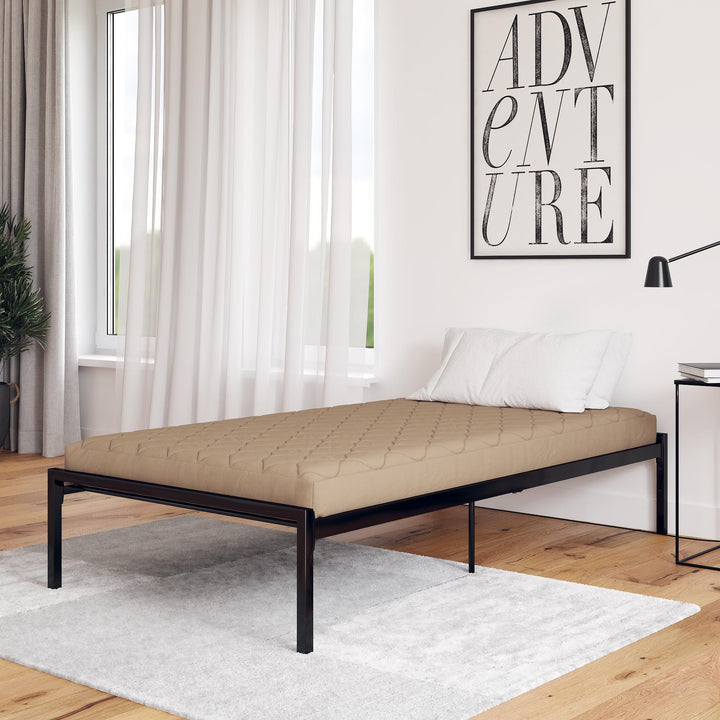 6 Inch Quilted Mattress with Machine Washable Cover - Tan - Twin