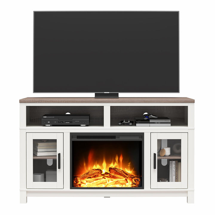 Carver Electric Fireplace TV Stand for TVs up to 60 Inch - White