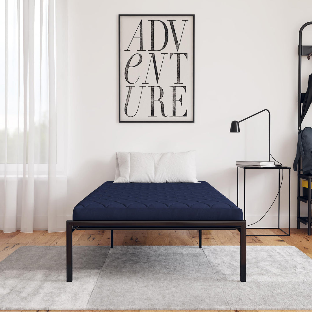 6 Inch Quilted Mattress with Machine Washable Cover - Navy - Twin