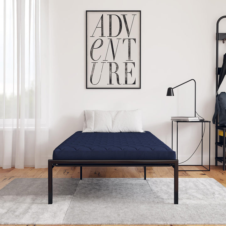 6 Inch Quilted Mattress with Machine Washable Cover - Navy - Twin