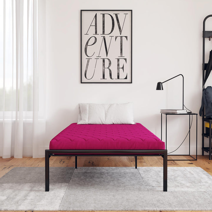 6 Inch Quilted Mattress with Machine Washable Cover - Hot Pink - Twin