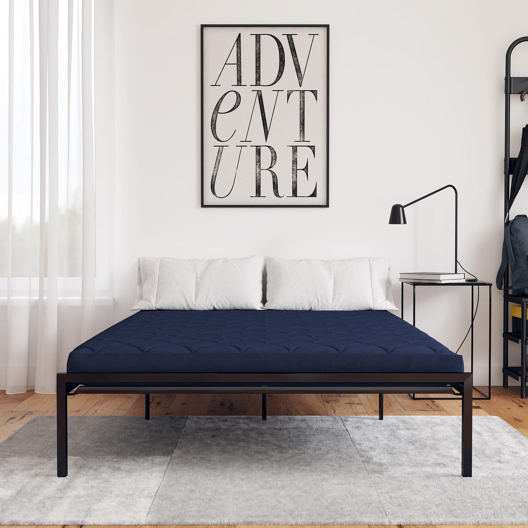 6 Inch Quilted Mattress with Machine Washable Cover - Navy - Full