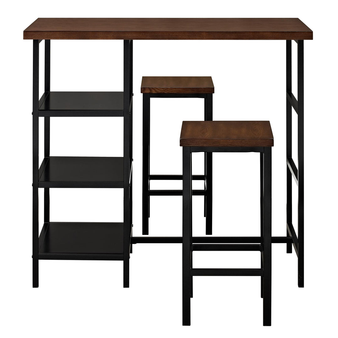 Oakleigh 3-Piece Metal Pub Set With Wooden Top -  Dark Mahogany