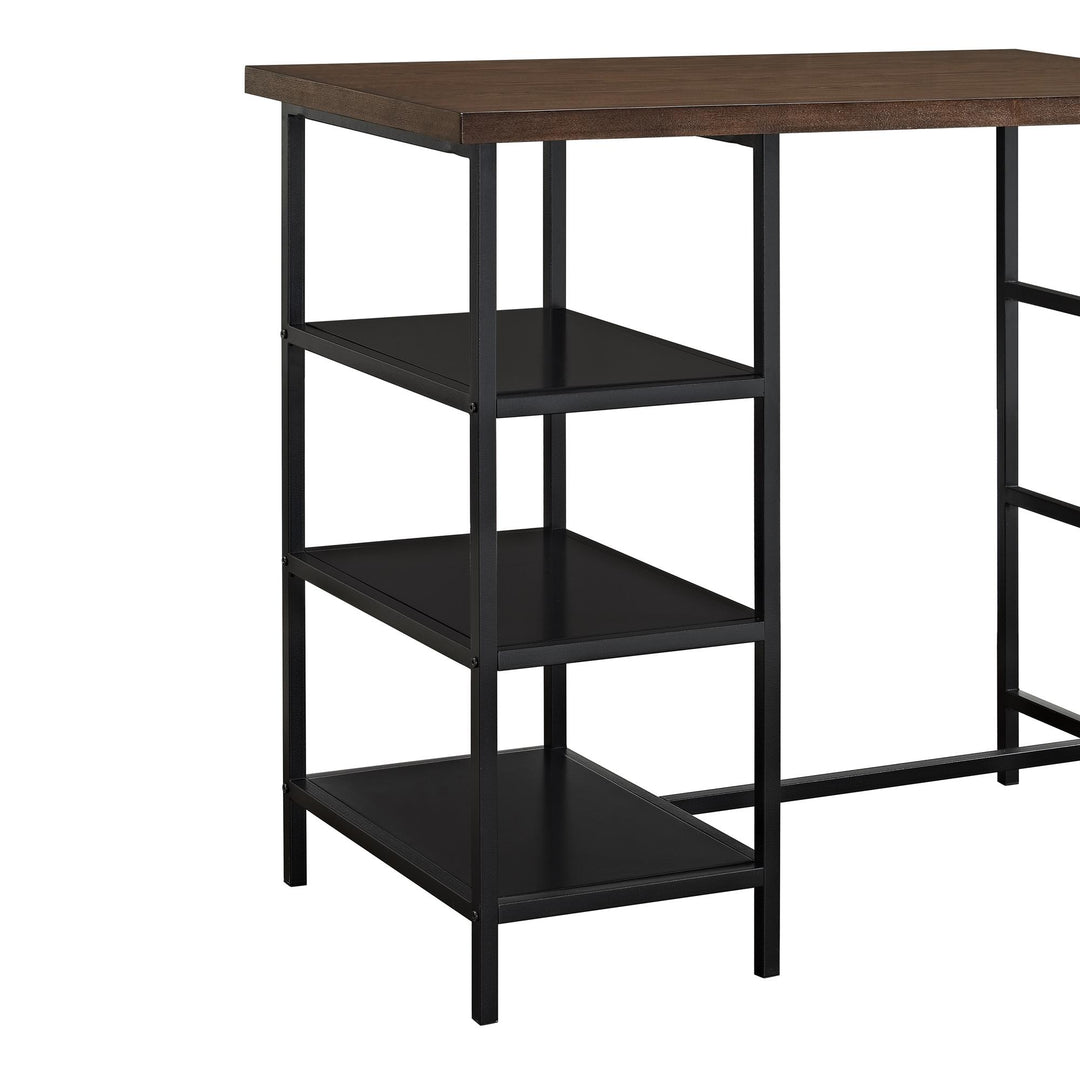 Pub set with sleek metal frame -  Dark Mahogany