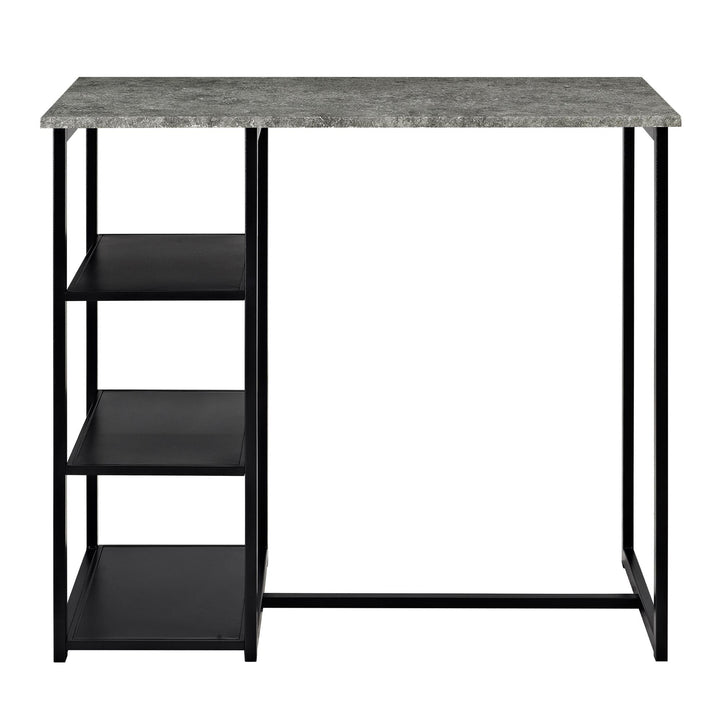 Oakleigh 3-Piece Metal Pub Set with Faux Concrete Top - Black / grey