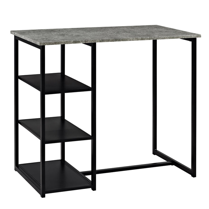 Oakleigh 3-Piece Metal Pub Set with Faux Concrete Top - Black / grey