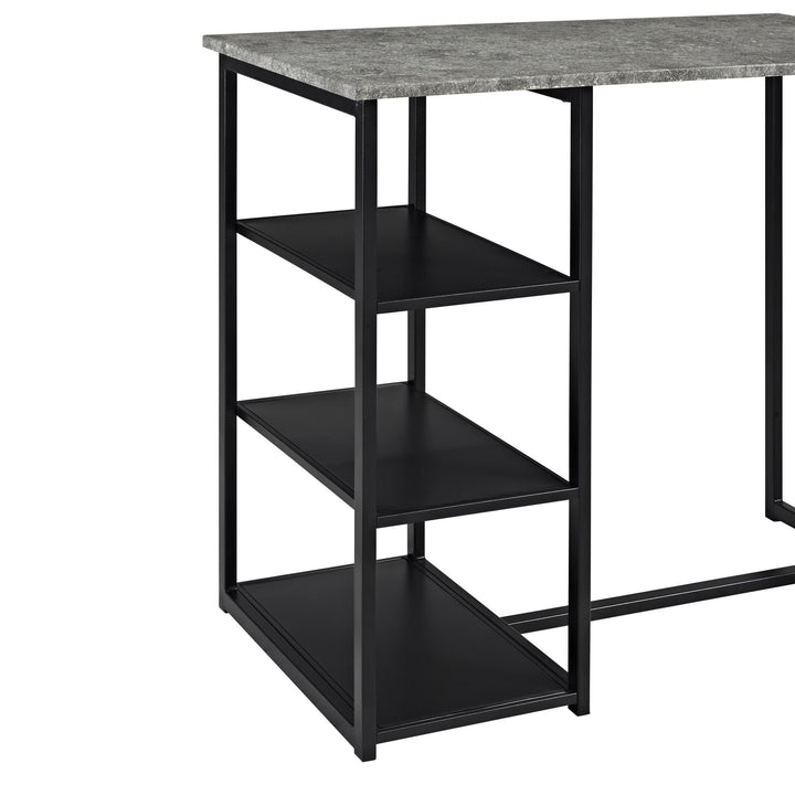 Oakleigh 3-Piece Metal Pub Set with Faux Concrete Top - Black / grey
