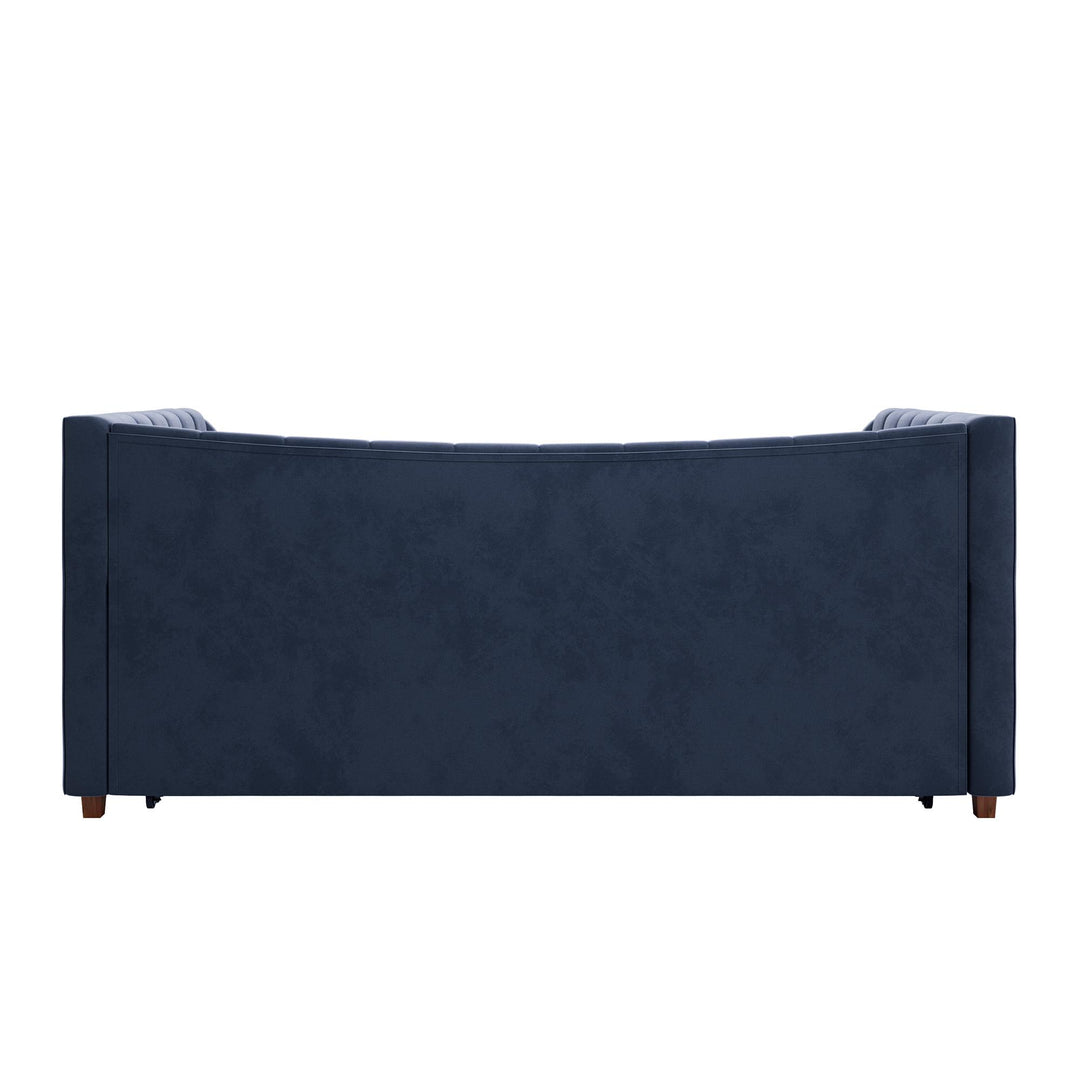Valentina Upholstered Daybed with Trundle and Vertical Stitching - Blue - Twin