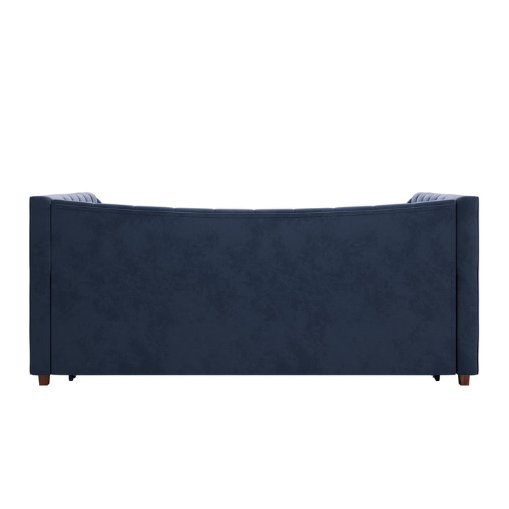 Valentina Upholstered Daybed with Trundle and Vertical Stitching - Blue - Twin