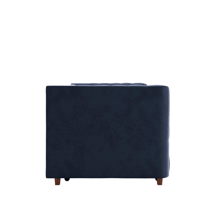 Valentina Upholstered Daybed with Trundle and Vertical Stitching - Blue - Twin