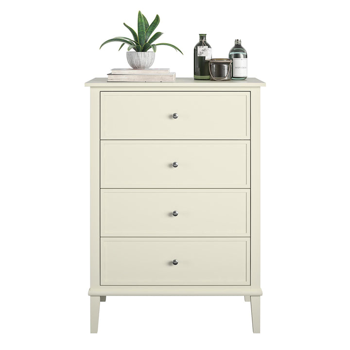 Four drawer metal glide dresser -  White