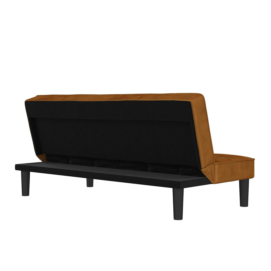 Tyler Velvet Tufted Upholstered Futon with Wooden Frame - Rust