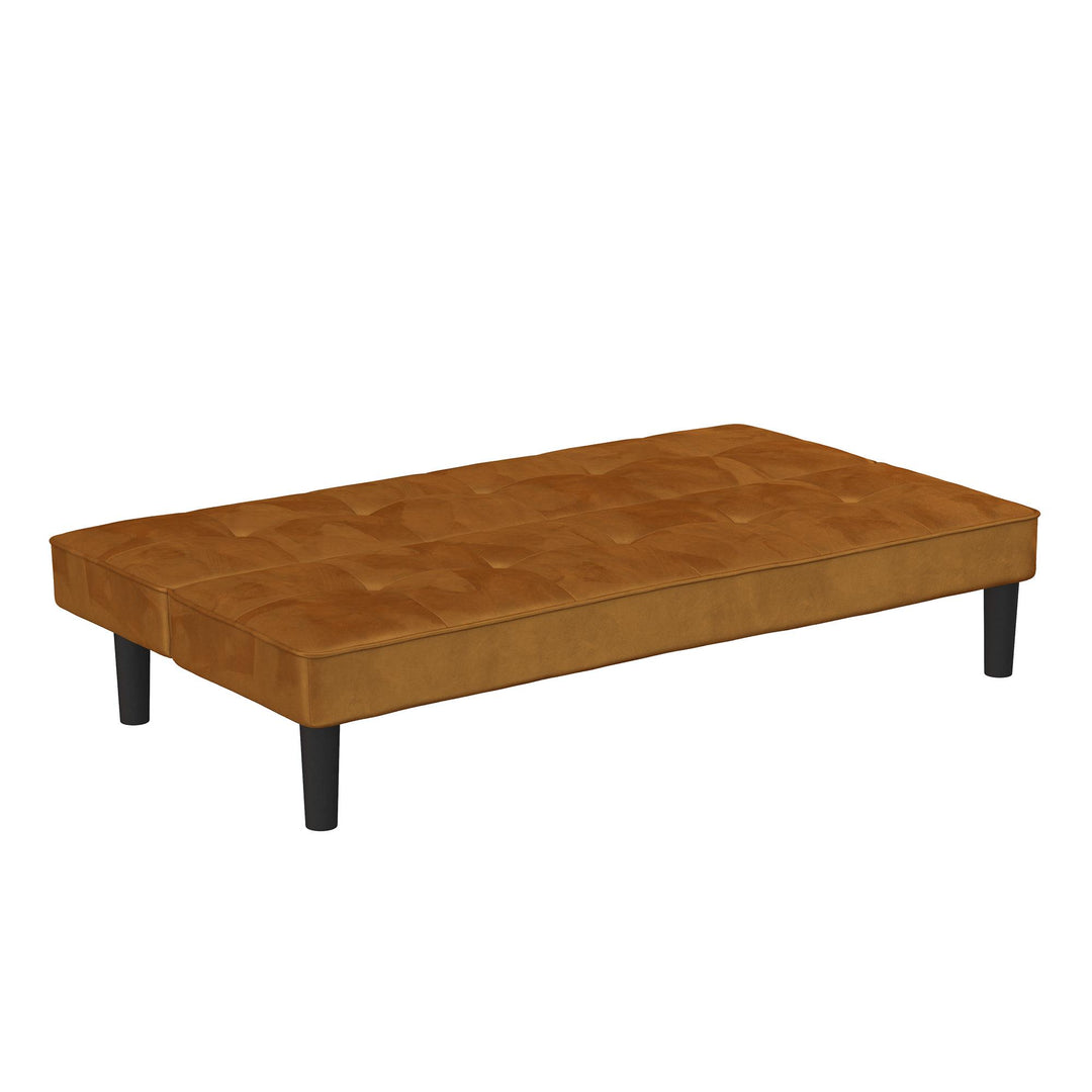 Tyler Velvet Tufted Upholstered Futon with Wooden Frame - Rust