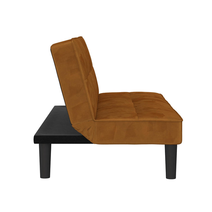 Tyler Velvet Tufted Upholstered Futon with Wooden Frame - Rust