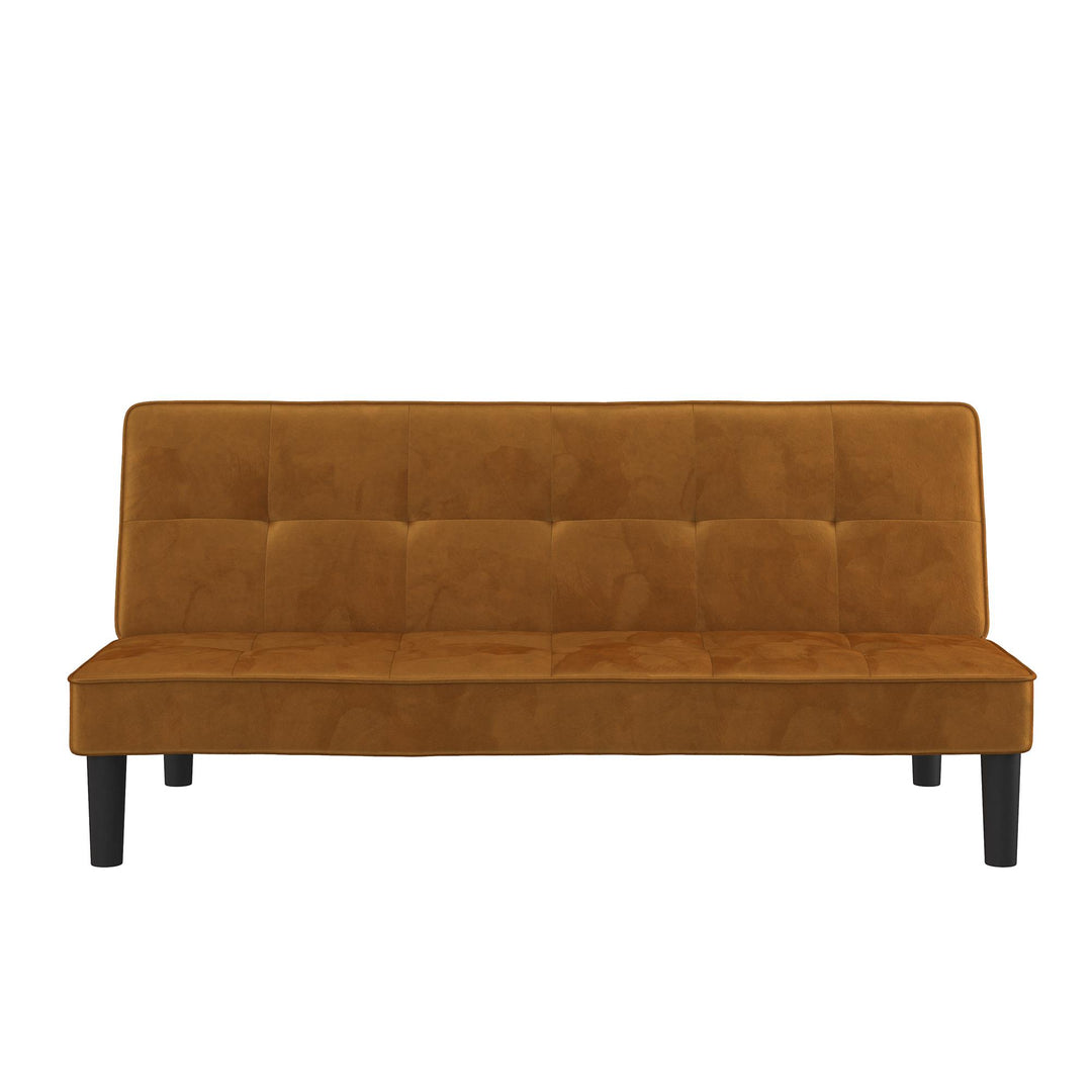 Tyler Velvet Tufted Upholstered Futon with Wooden Frame - Rust