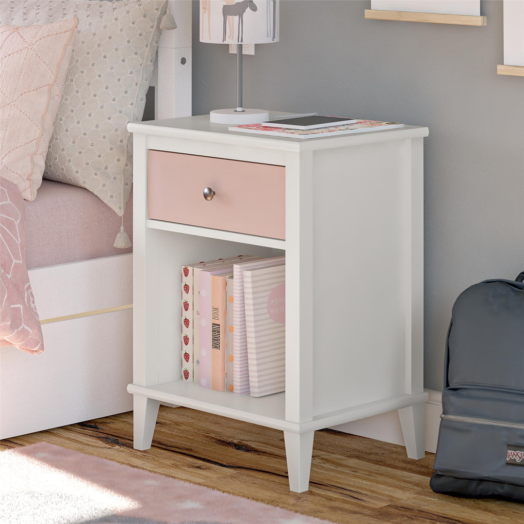 Contemporary Nightstand with 2 Sets of Knobs -  Pink