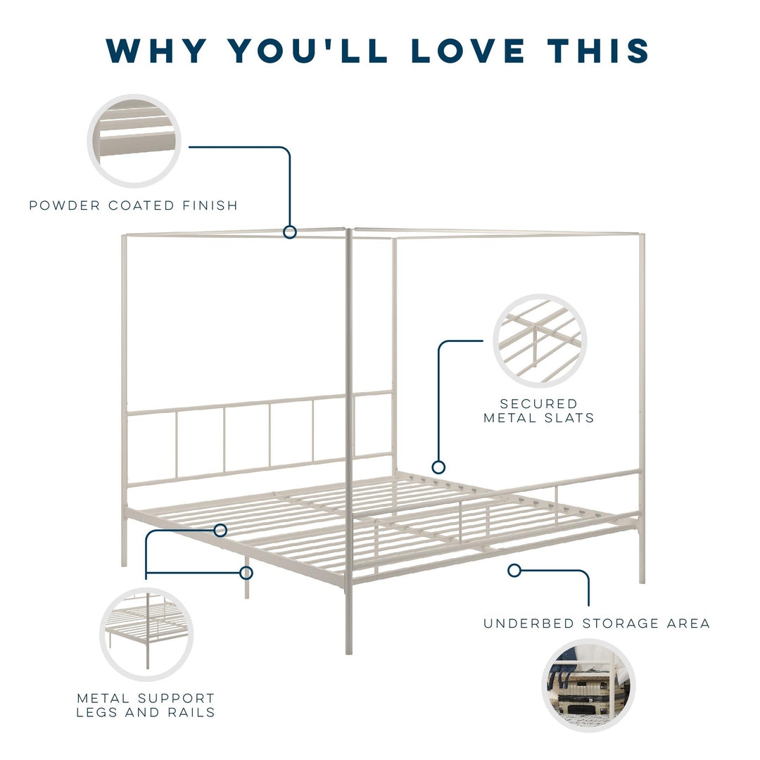 Stylish and Comfortable Marion Canopy Bed -  White 