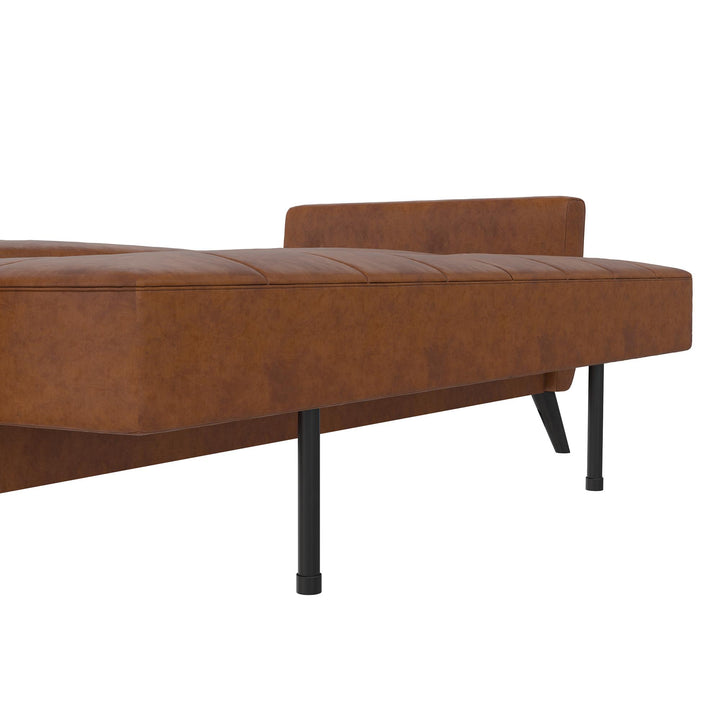 Parker Futon with Storage - Camel Faux Leather