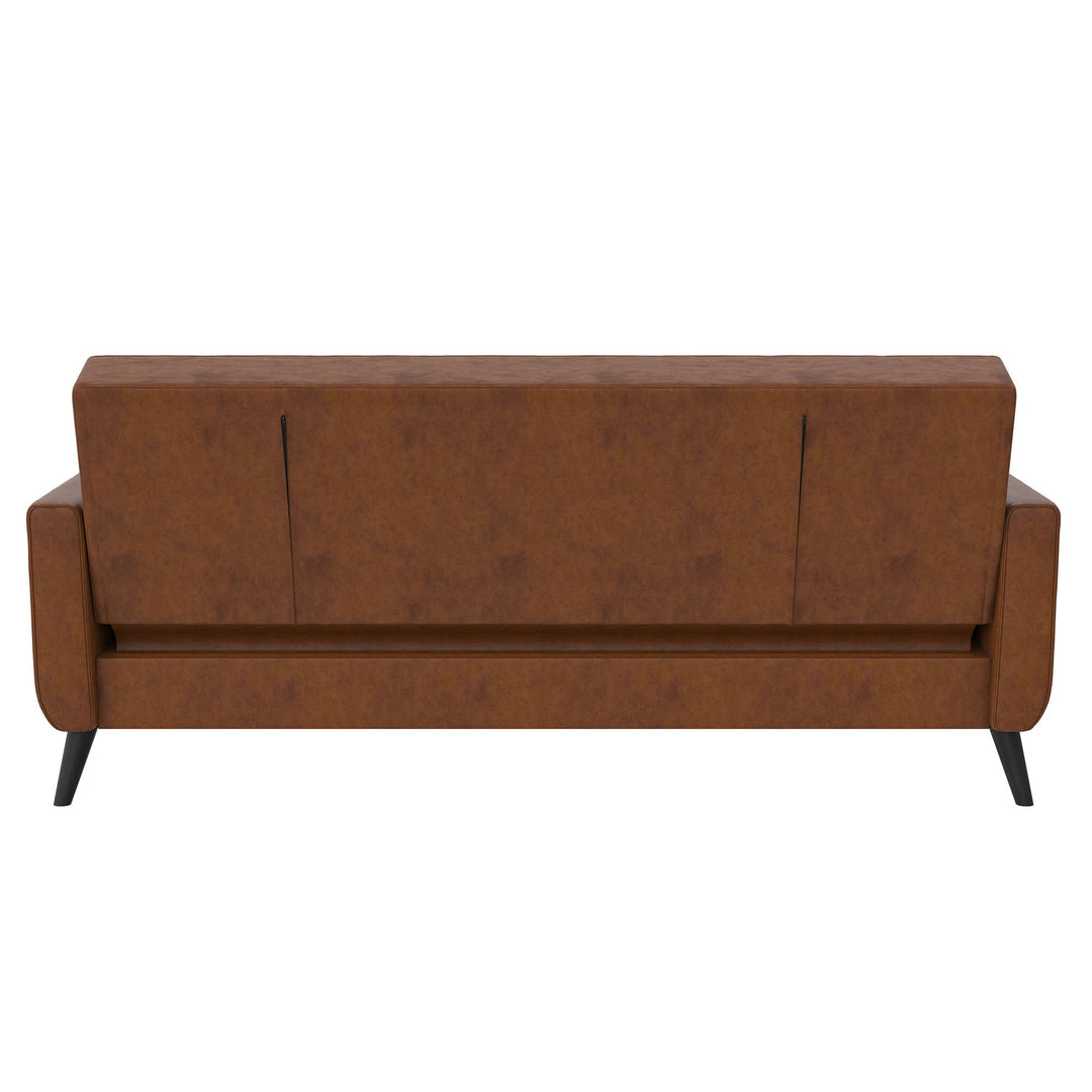 Parker Futon with Storage - Camel Faux Leather