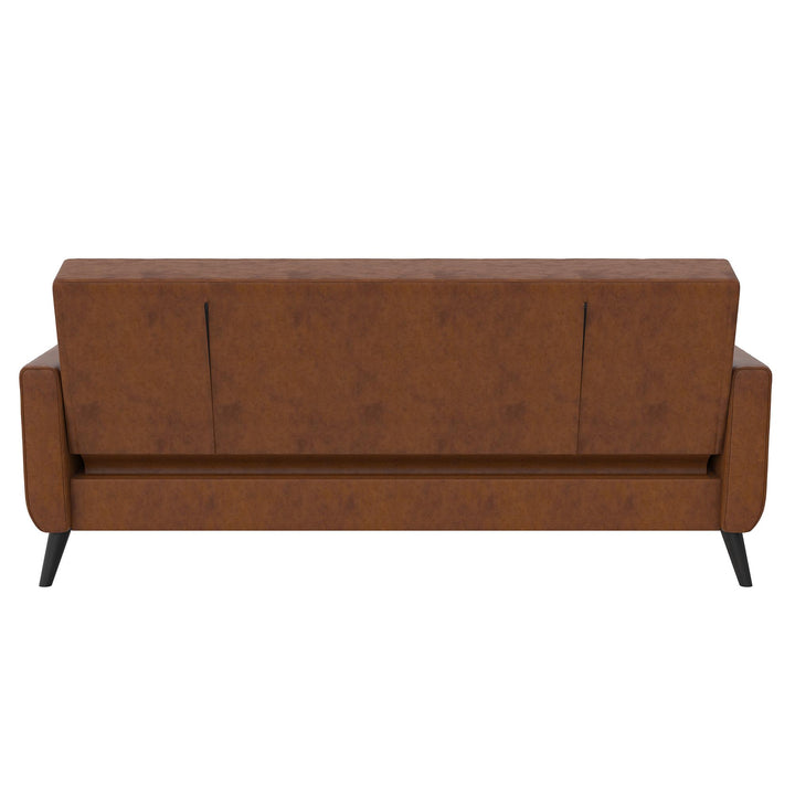Parker Futon with Storage - Camel Faux Leather