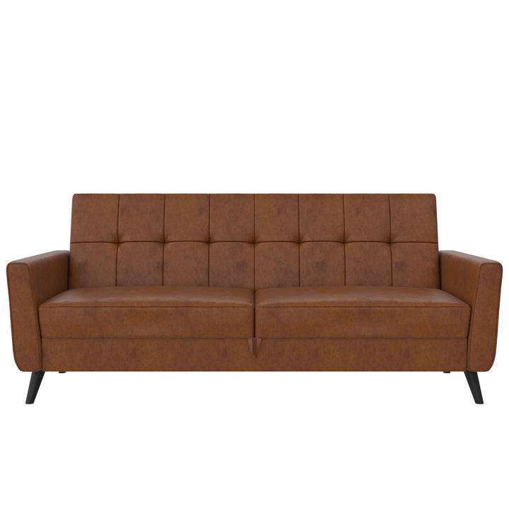 Parker Futon with Storage - Camel Faux Leather