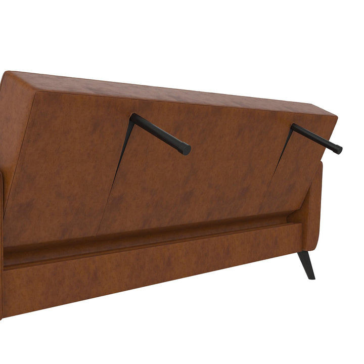 Parker Futon with Storage - Camel Faux Leather