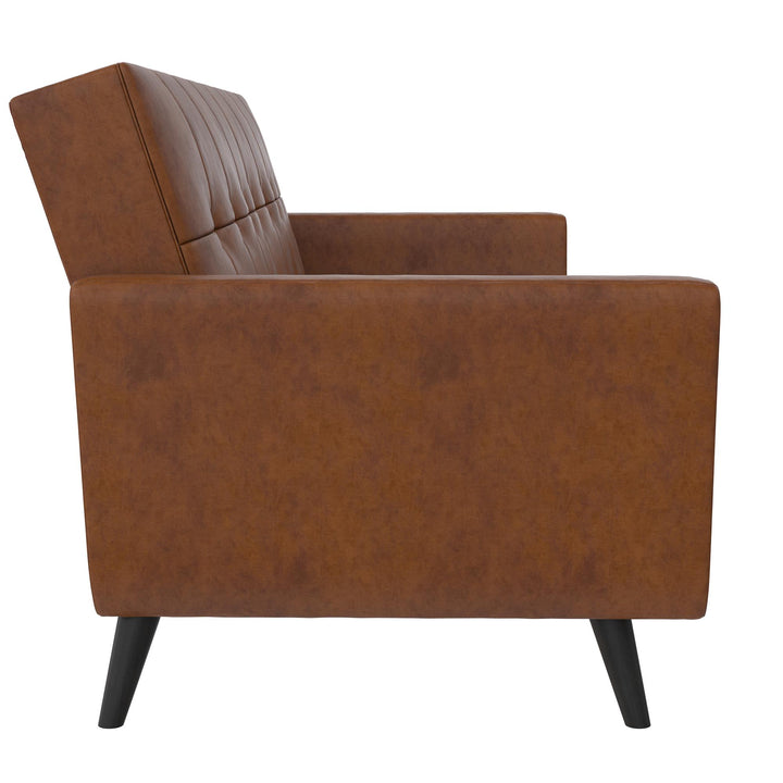 Parker Futon with Storage - Camel Faux Leather