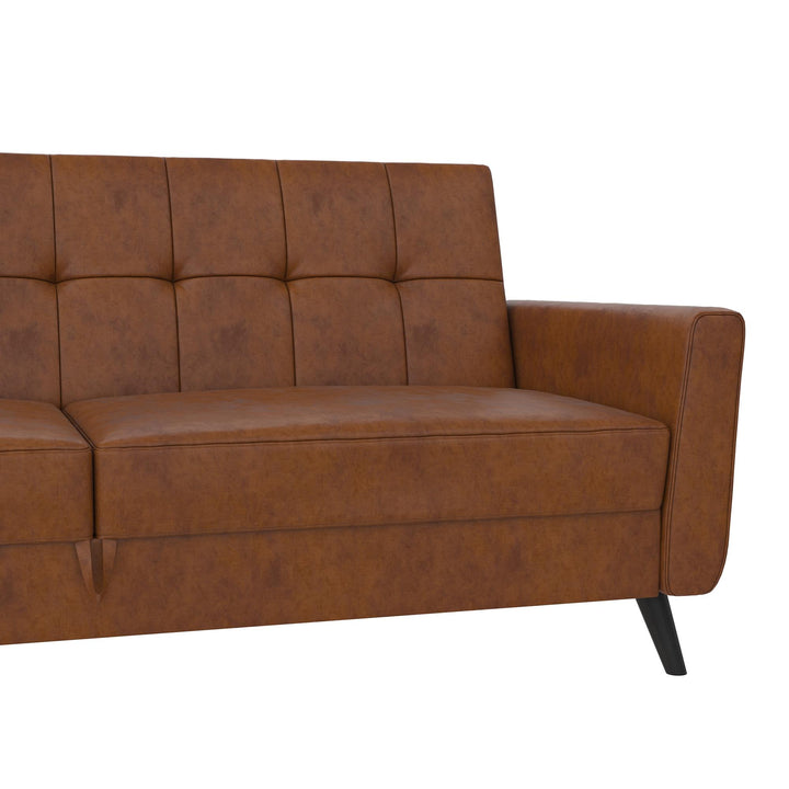Parker Futon with Storage - Camel Faux Leather