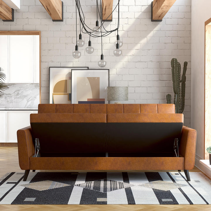Parker Futon with Storage - Camel Faux Leather