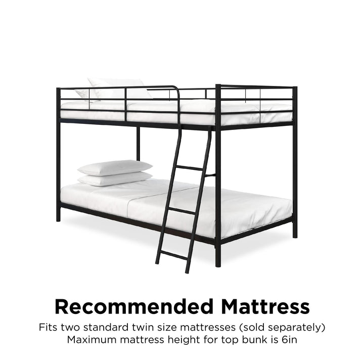 twin over twin bunk bed metal - Black - Twin-Over-Twin