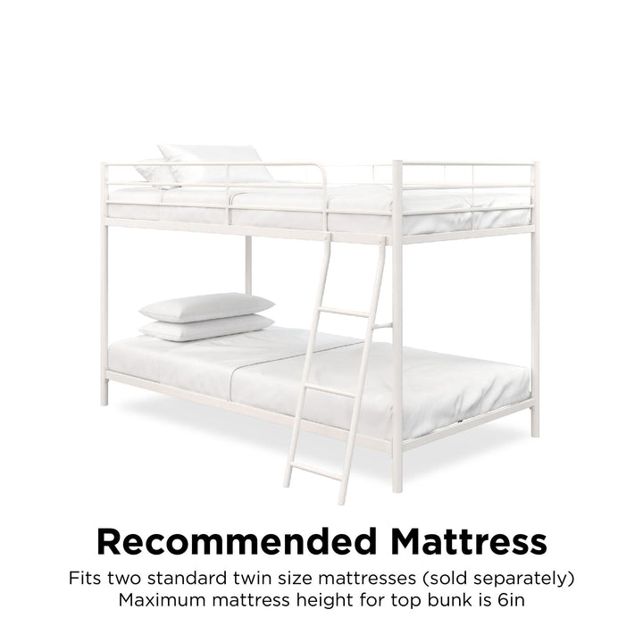 metal bunk beds twin over twin - White - Twin-Over-Twin