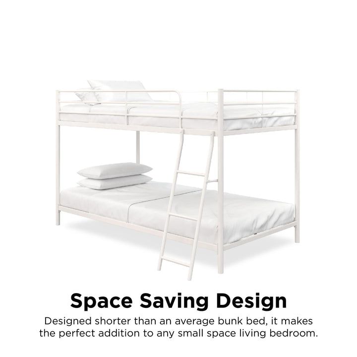 metal bunk bed frame twin over twin - White - Twin-Over-Twin