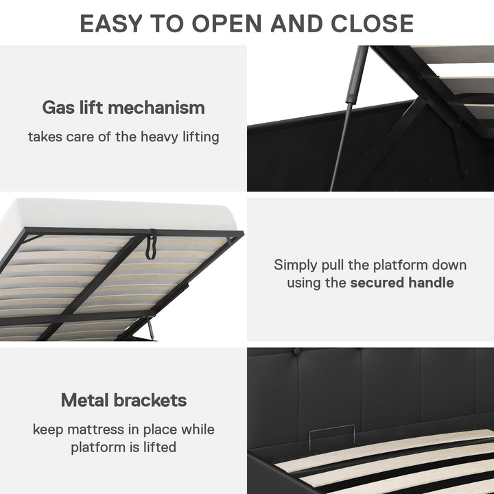Cambridge Upholstered Bed with Gas Lift Storage Compartment - Black - Queen