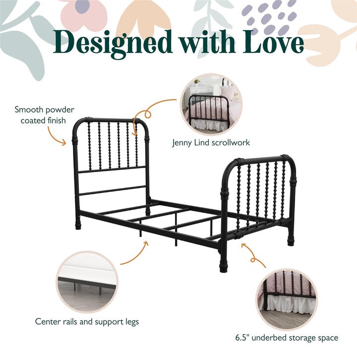 Monarch Hill Wren Metal Bed with Curved Scrollwork Design - Black - Twin