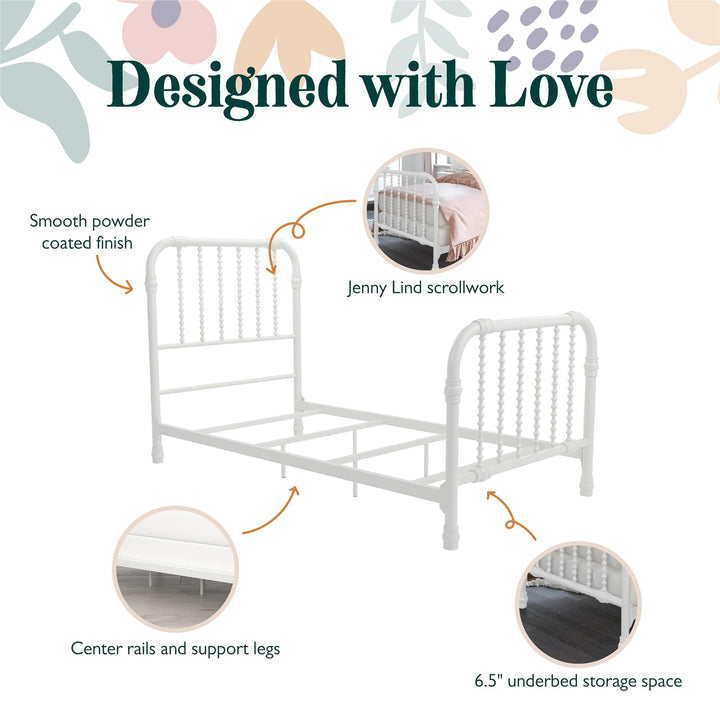 Monarch Hill Wren Metal Bed with Curved Scrollwork Design - White - Twin
