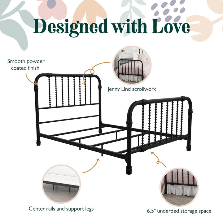 Monarch Hill Wren Metal Bed with Curved Scrollwork Design - Black - Full