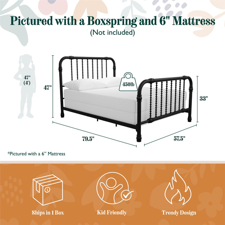 Monarch Hill Wren Metal Bed with Curved Scrollwork Design - Black - Full