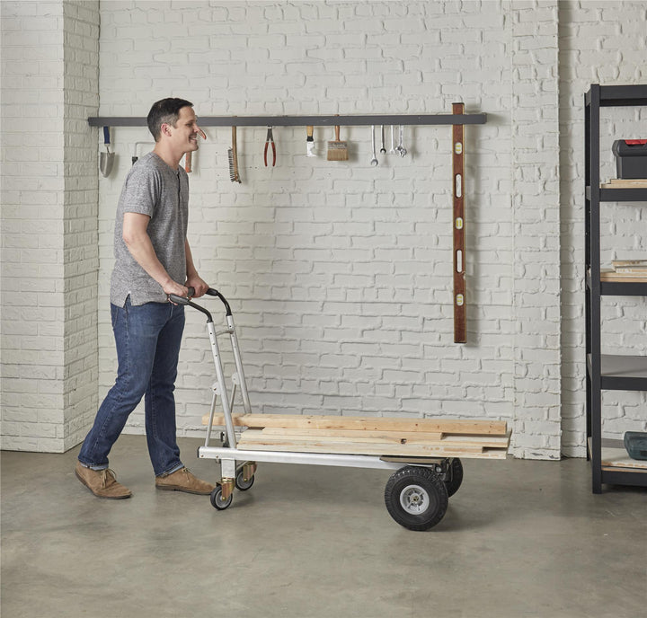 3-in-1 Folding Series Hand Truck, Cart and Platform Cart with Flat Free Wheels - Aluminum/Black