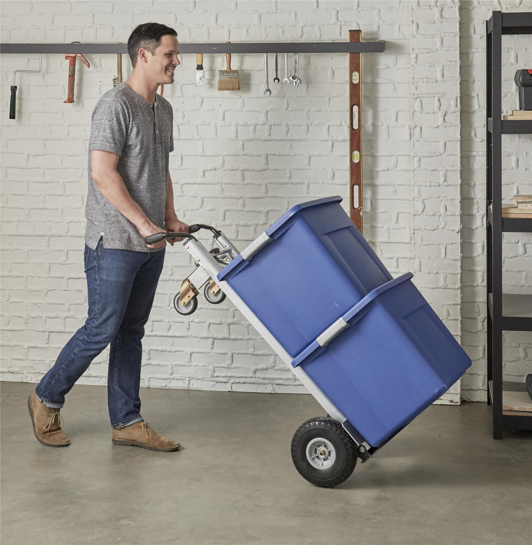3-in-1 Folding Series Hand Truck, Cart and Platform Cart with Flat Free Wheels - Aluminum/Black